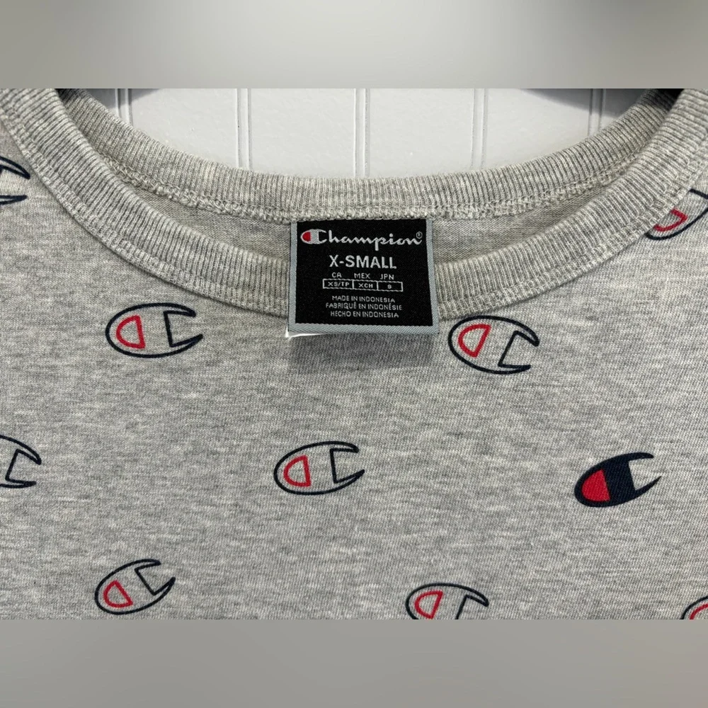Champion Heritage Cropped Logo Tee Oxford Grey XS
